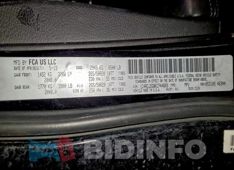 1C4RDJDG8KC744603 Photo# 13