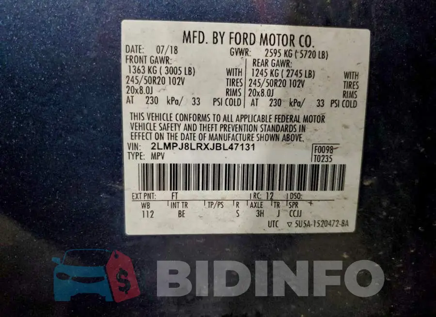 2LMPJ8LRXJBL47131 Photo# 13
