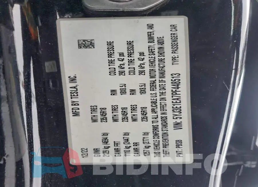 5YJ3E1EA7PF448513 Photo# 13