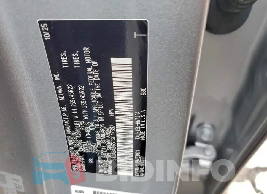 5TDABAB65TS017397 Photo# 13
