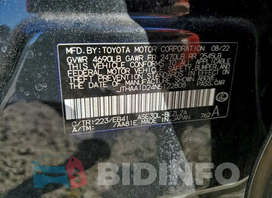 JTHAA1D24N5122808 Photo# 13