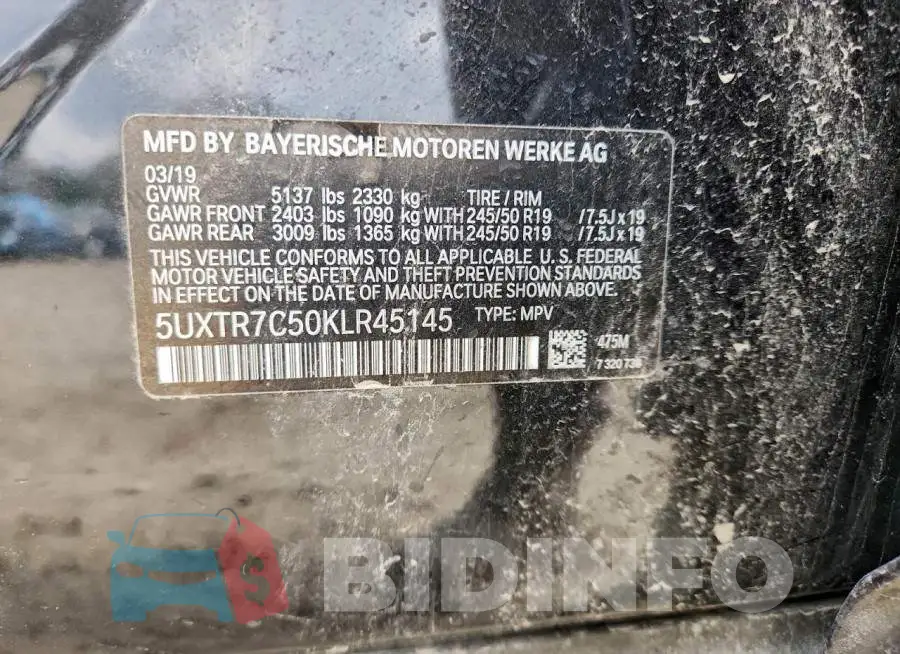 5UXTR7C50KLR45145 Photo# 12