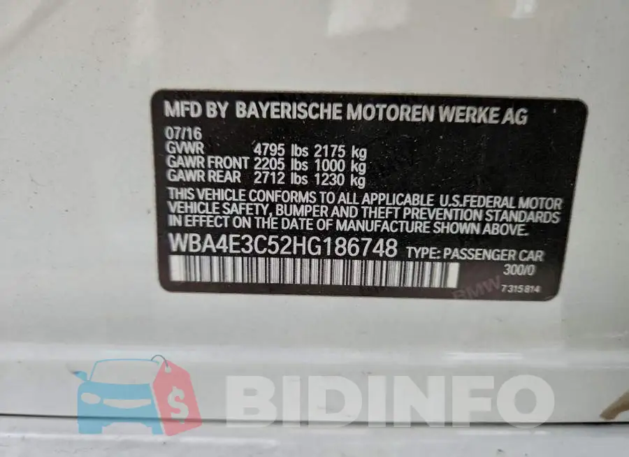 WBA4E3C52HG186748 Photo# 12