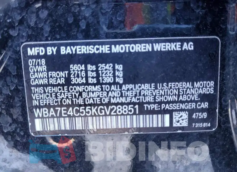 WBA7E4C55KGV28851 Photo# 12