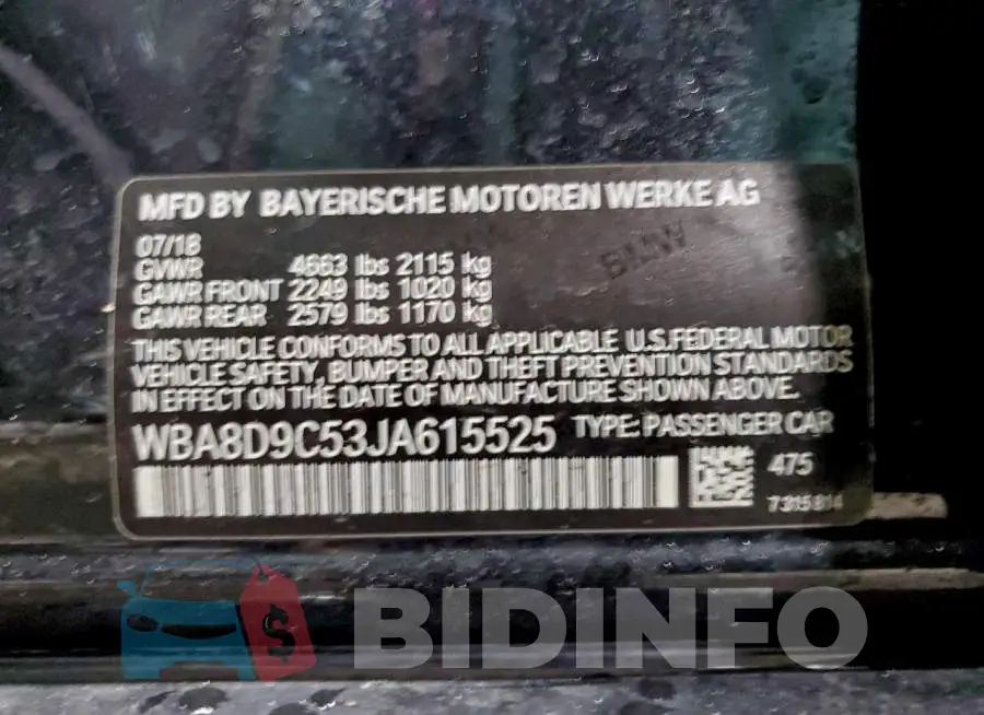 WBA8D9C53JA615525 Photo# 12
