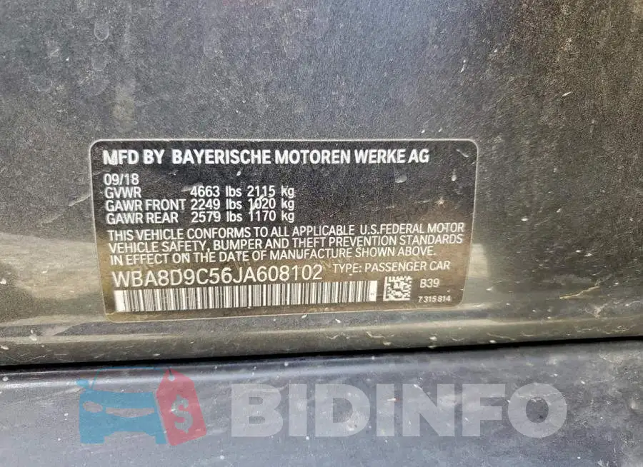 WBA8D9C56JA608102 Photo# 12
