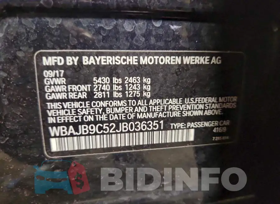 WBAJB9C52JB036351 Photo# 13
