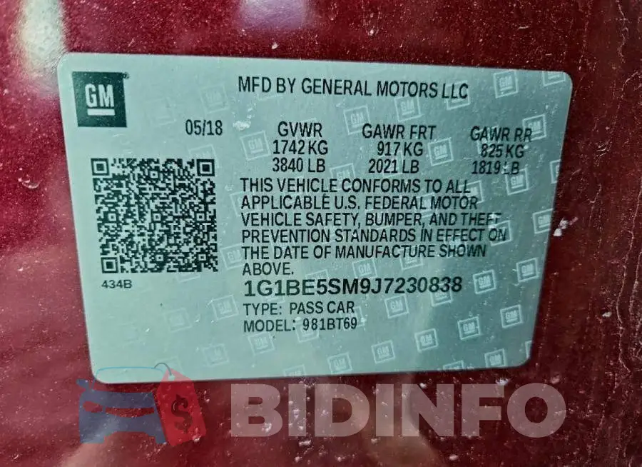 1G1BE5SM9J7230838 Photo# 12