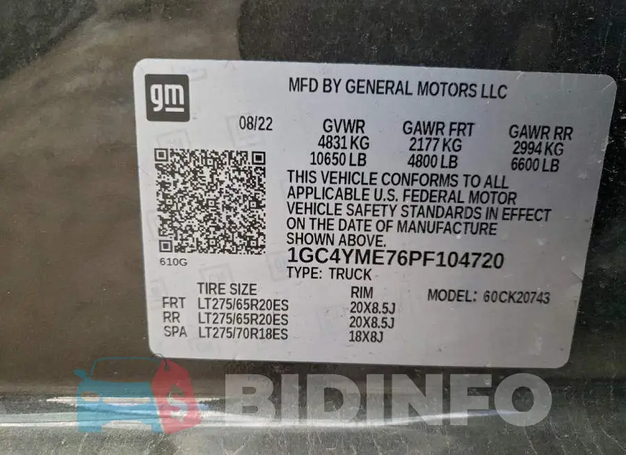 1GC4YME76PF104720 Photo# 12