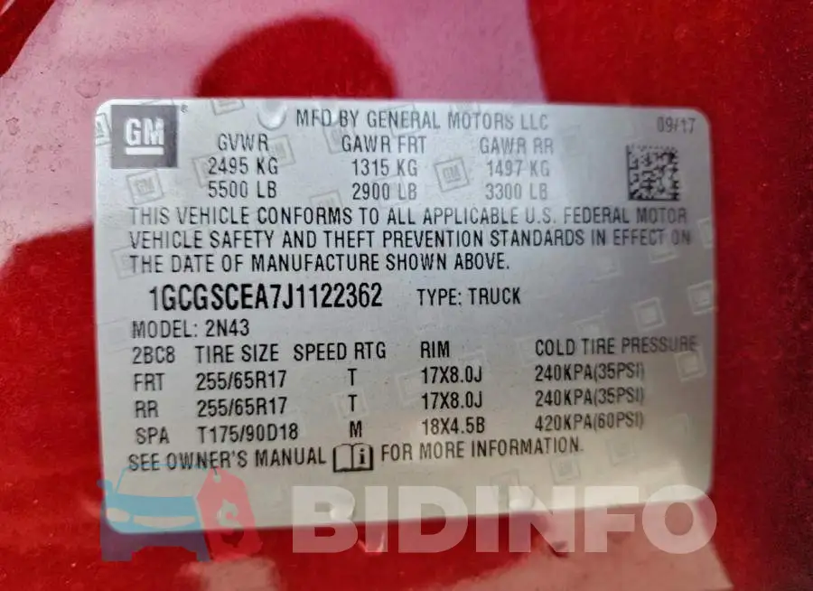 1GCGSCEA7J1122362 Photo# 12