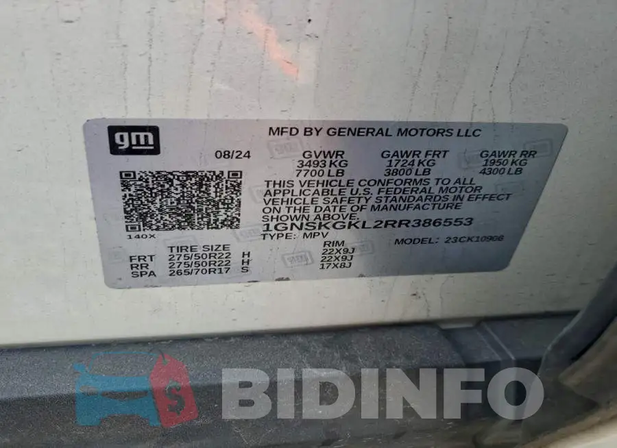 1GNSKGKL2RR386553 Photo# 14