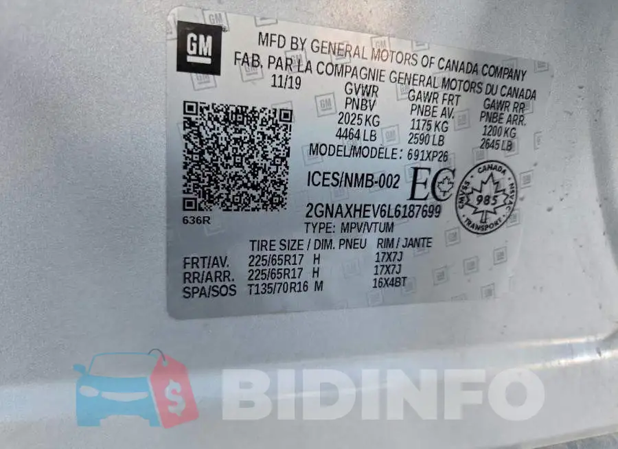 2GNAXHEV6L6187699 Photo# 13