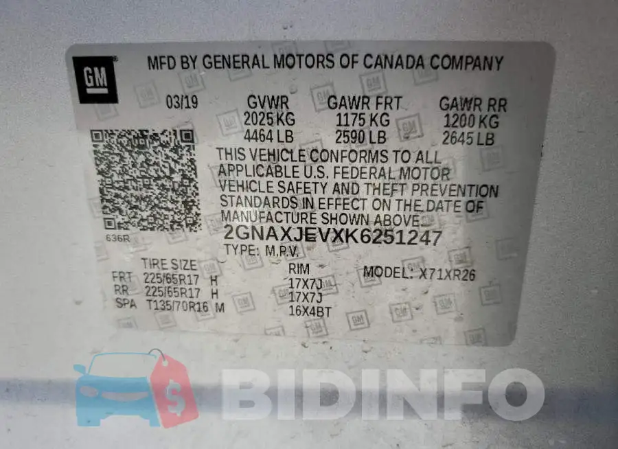 2GNAXJEVXK6251247 Photo# 13