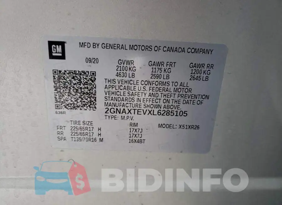 2GNAXTEVXL6285105 Photo# 13