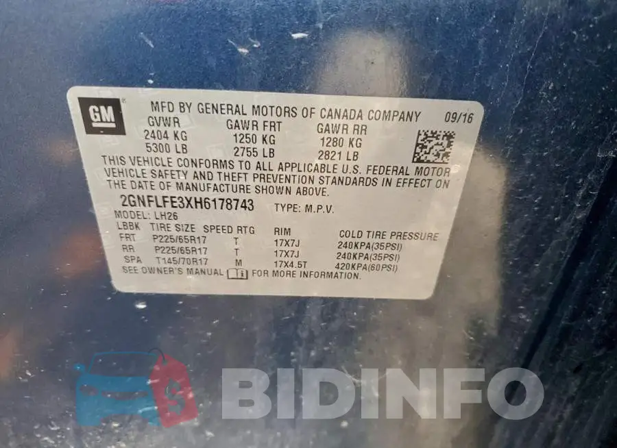 2GNFLFE3XH6178743 Photo# 13