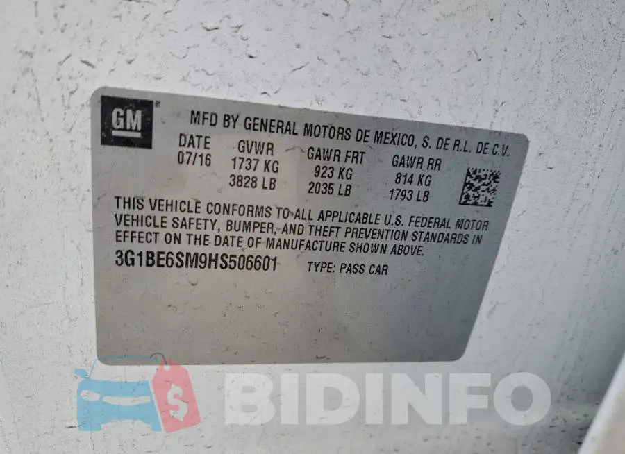 3G1BE6SM9HS506601 Photo# 13