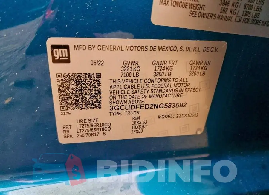 3GCUDFED2NG583582 Photo# 13