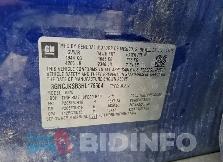 3GNCJKSB3HL176664 Photo# 13