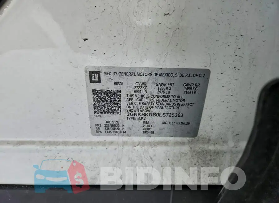 3GNKBKRS0LS725363 Photo# 13