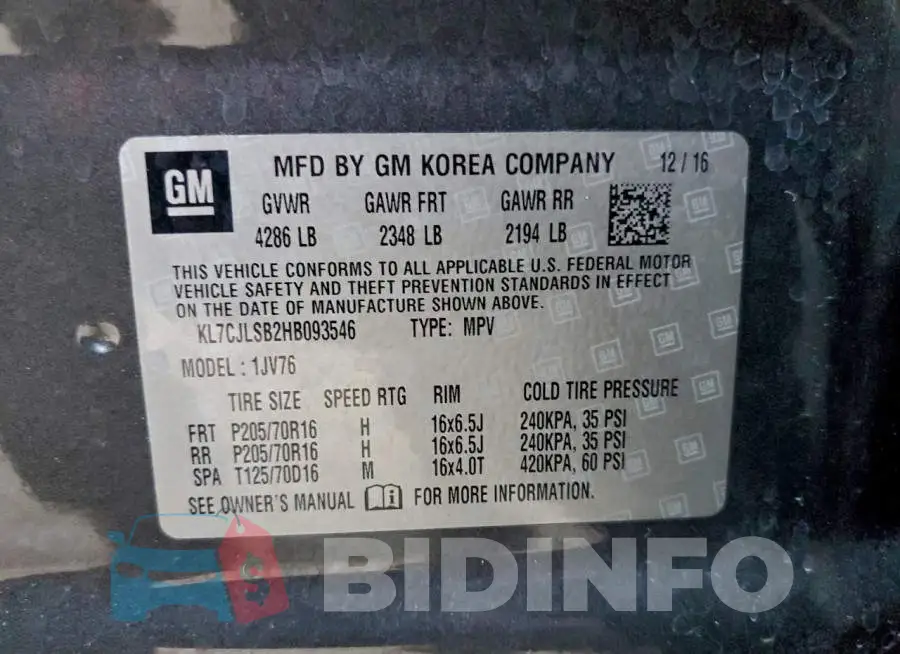 KL7CJLSB2HB093546 Photo# 13