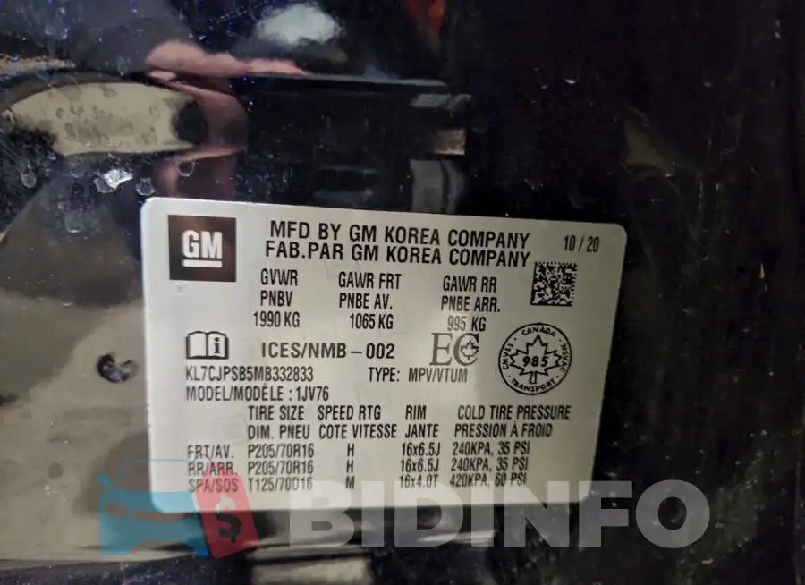 KL7CJPSB5MB332833 Photo# 13