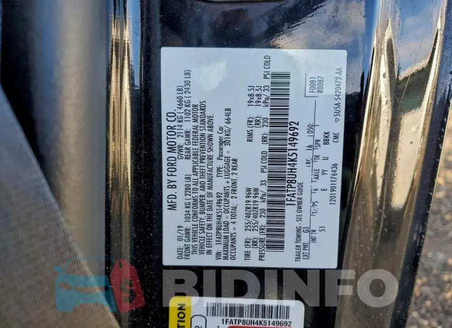 1FATP8UH4K5149692 Photo# 12