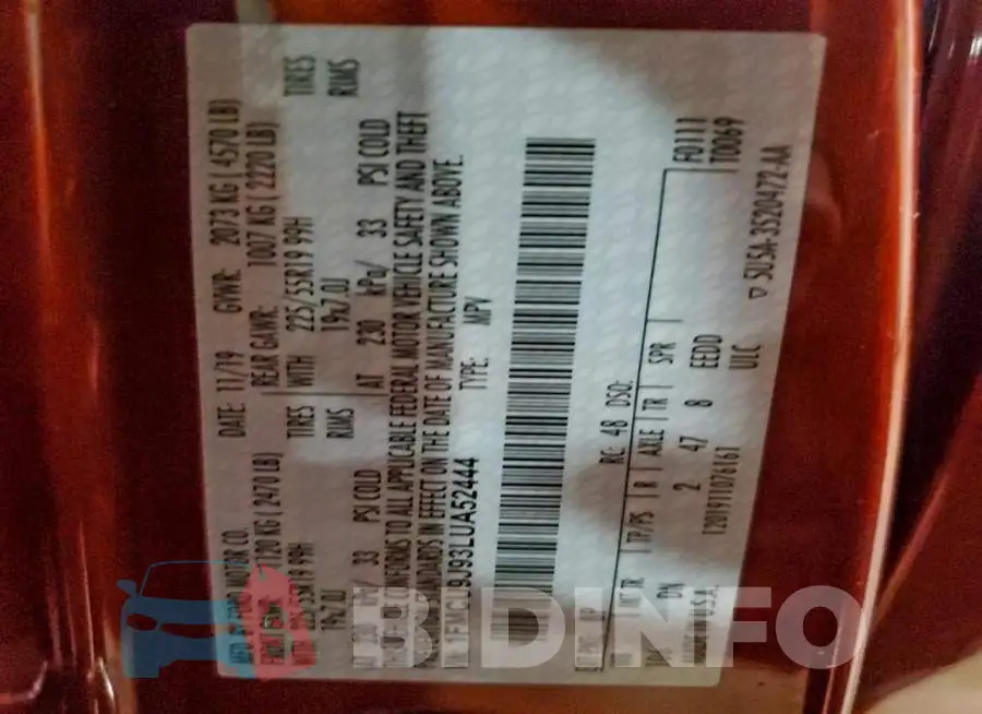 1FMCU9J93LUA52444 Photo# 13