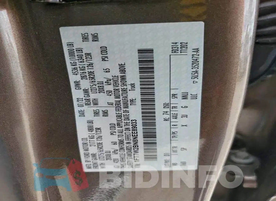 1FT7W2BN8NEE89033 Photo# 13