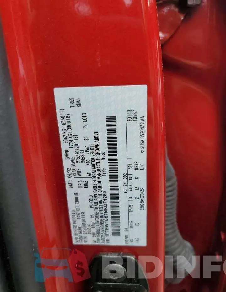 1FTEW1C87NKD71289 Photo# 12