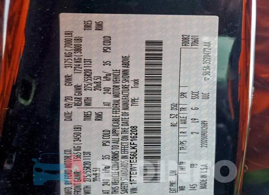 1FTEW1E56LKF16208 Photo# 13