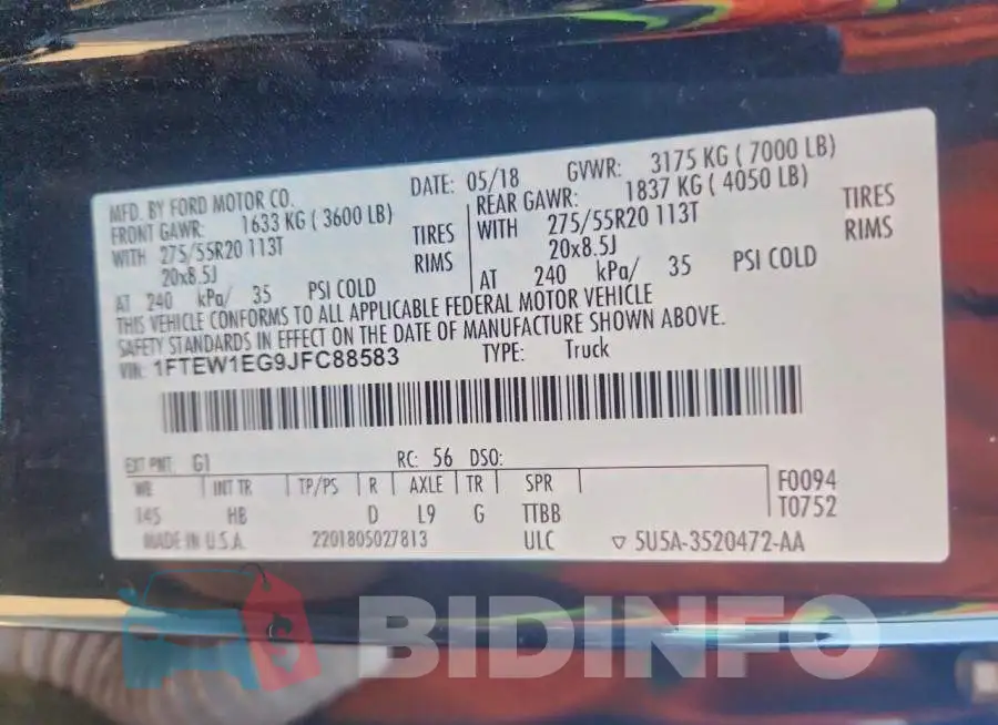 1FTEW1EG9JFC88583 Photo# 12