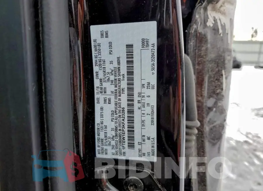 1FTEW1EP3KFA23286 Photo# 13