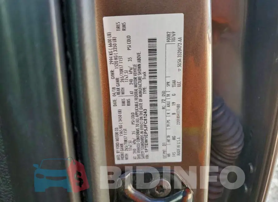1FTEW1EP5JFC81243 Photo# 12