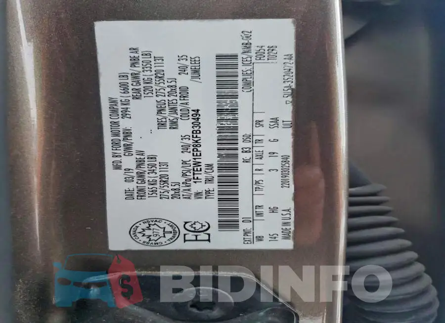 1FTEW1EP8KFB30494 Photo# 12