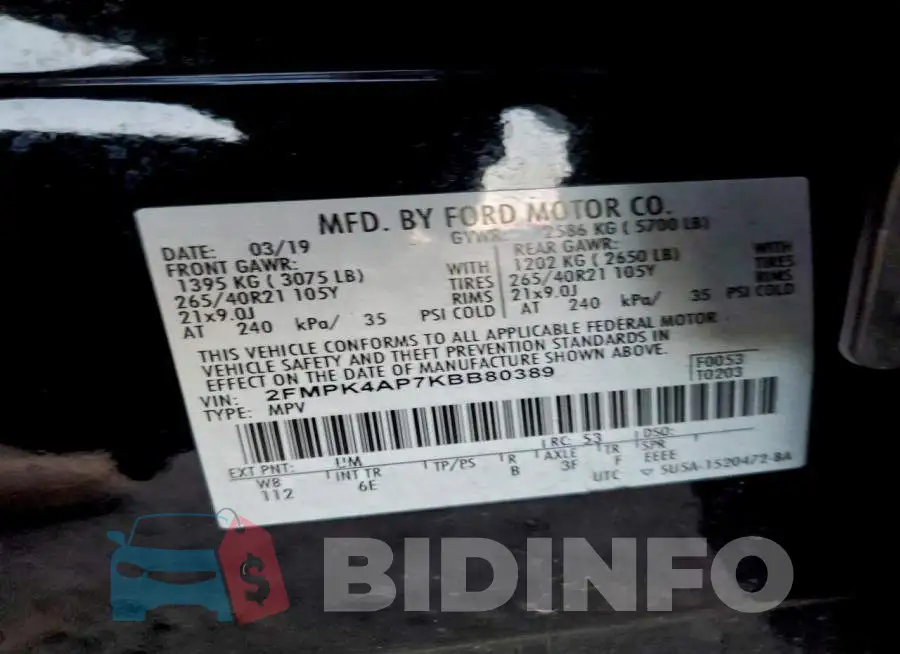 2FMPK4AP7KBB80389 Photo# 13