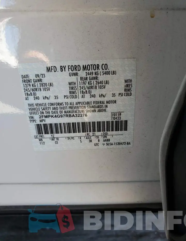 2FMPK4G97RBA32276 Photo# 12
