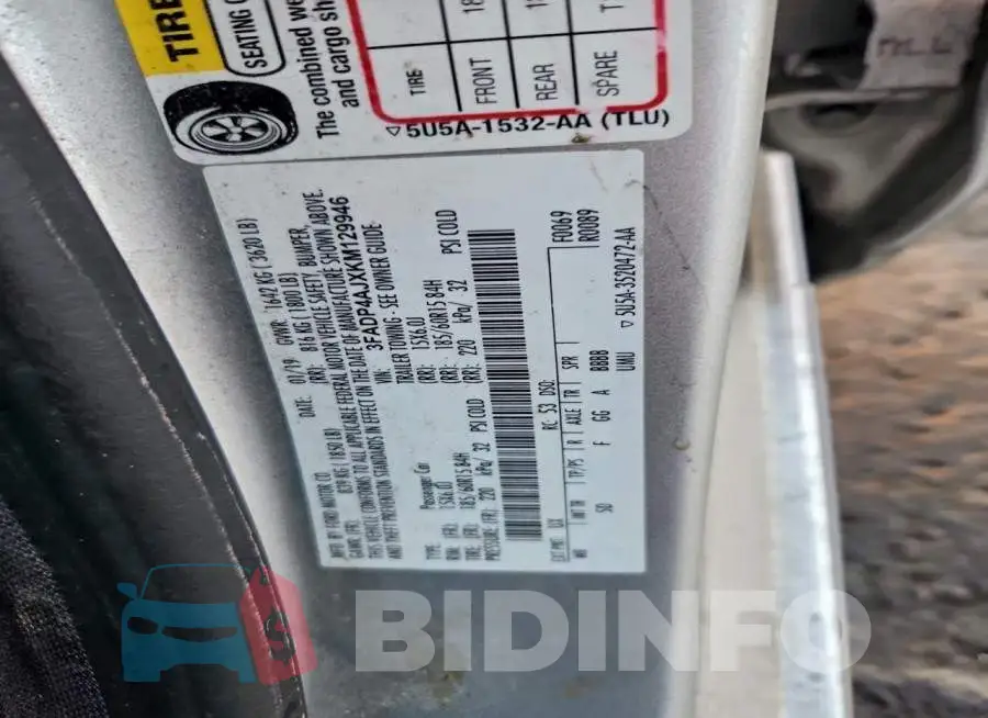 3FADP4AJXKM129946 Photo# 12