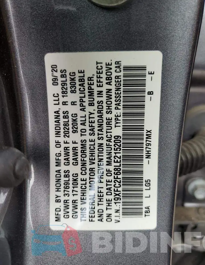 19XFC2F68LE215209 Photo# 12