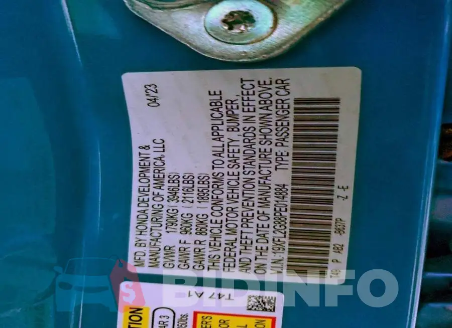 19XFL2G88PE014884 Photo# 12