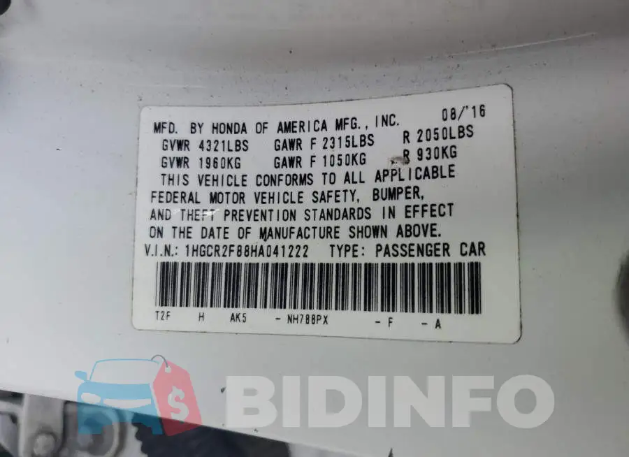 1HGCR2F88HA041222 Photo# 12