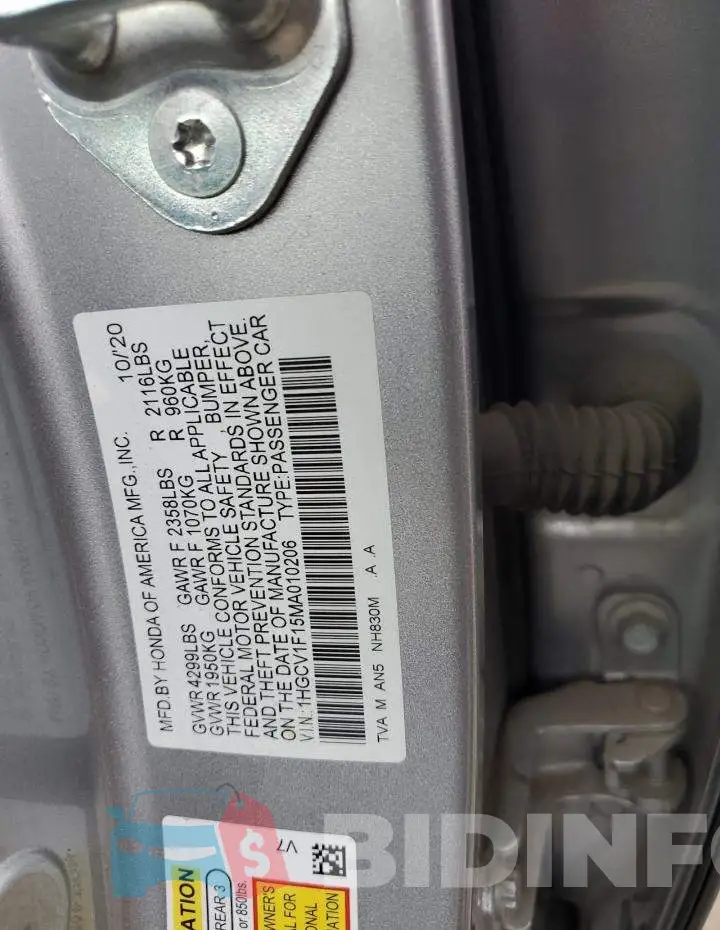 1HGCV1F15MA010206 Photo# 12