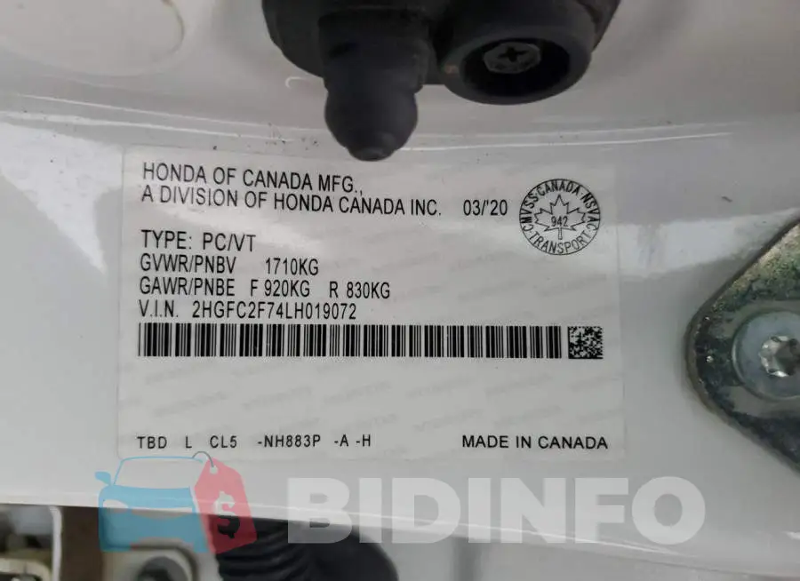 2HGFC2F74LH019072 Photo# 12