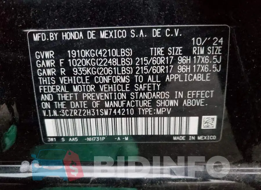 3CZRZ2H31SM744210 Photo# 14