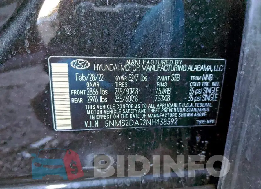 5NMS2DAJ2NH438592 Photo# 13