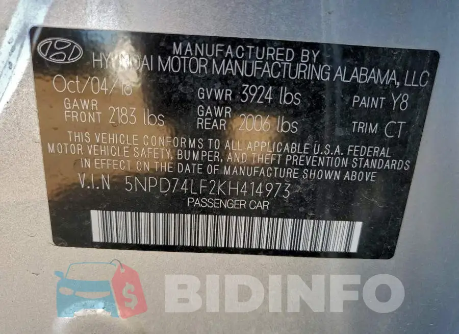 5NPD74LF2KH414973 Photo# 12