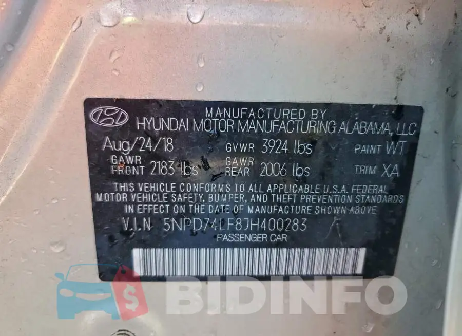 5NPD74LF8JH400283 Photo# 12
