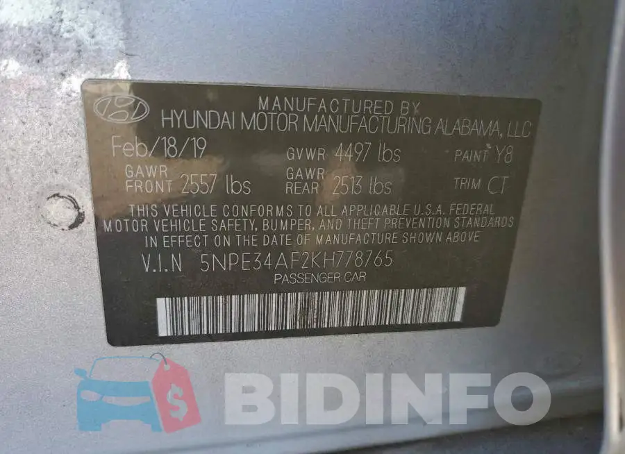 5NPE34AF2KH778765 Photo# 12