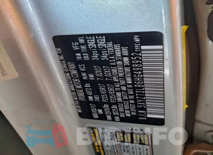 5XYZT3LB6HG498952 Photo# 12