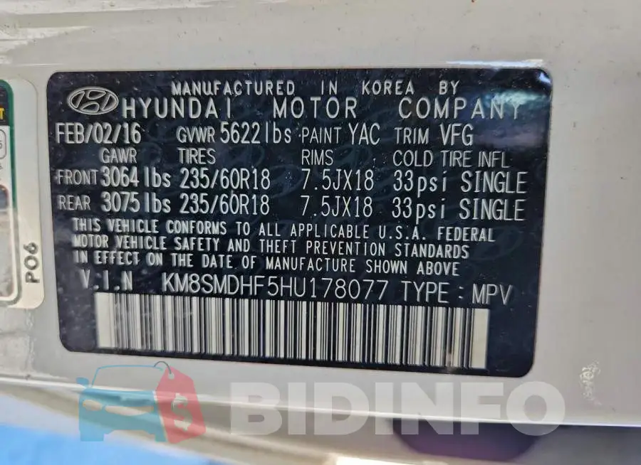 KM8SMDHF5HU178077 Photo# 13