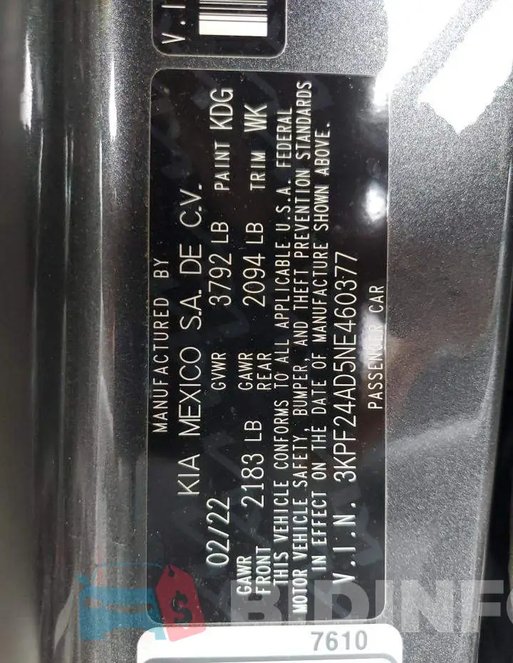 3KPF24AD5NE460377 Photo# 12